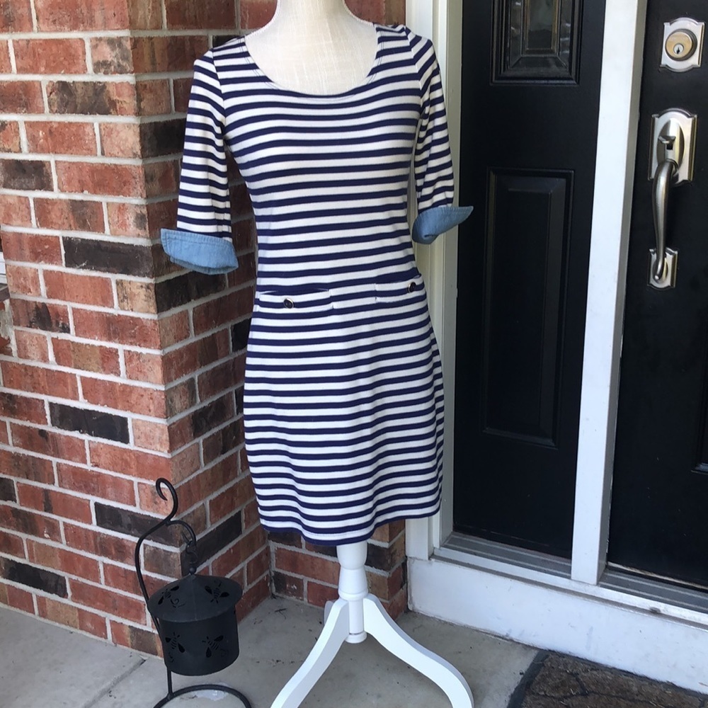 Striped Navy and White Dress